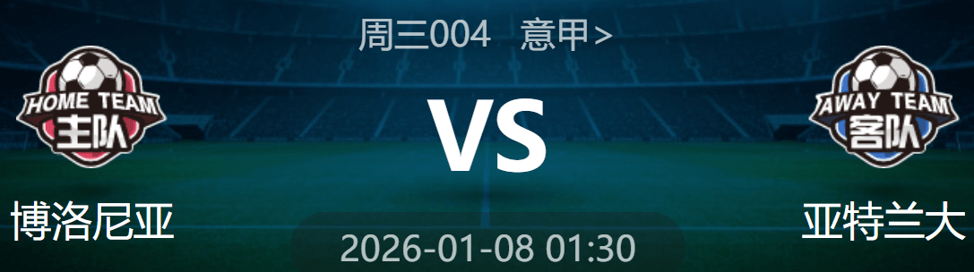 周三004 意甲 博洛尼亚 VS 亚特兰大