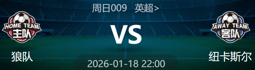 周日009 英超 狼队 VS 纽卡斯尔